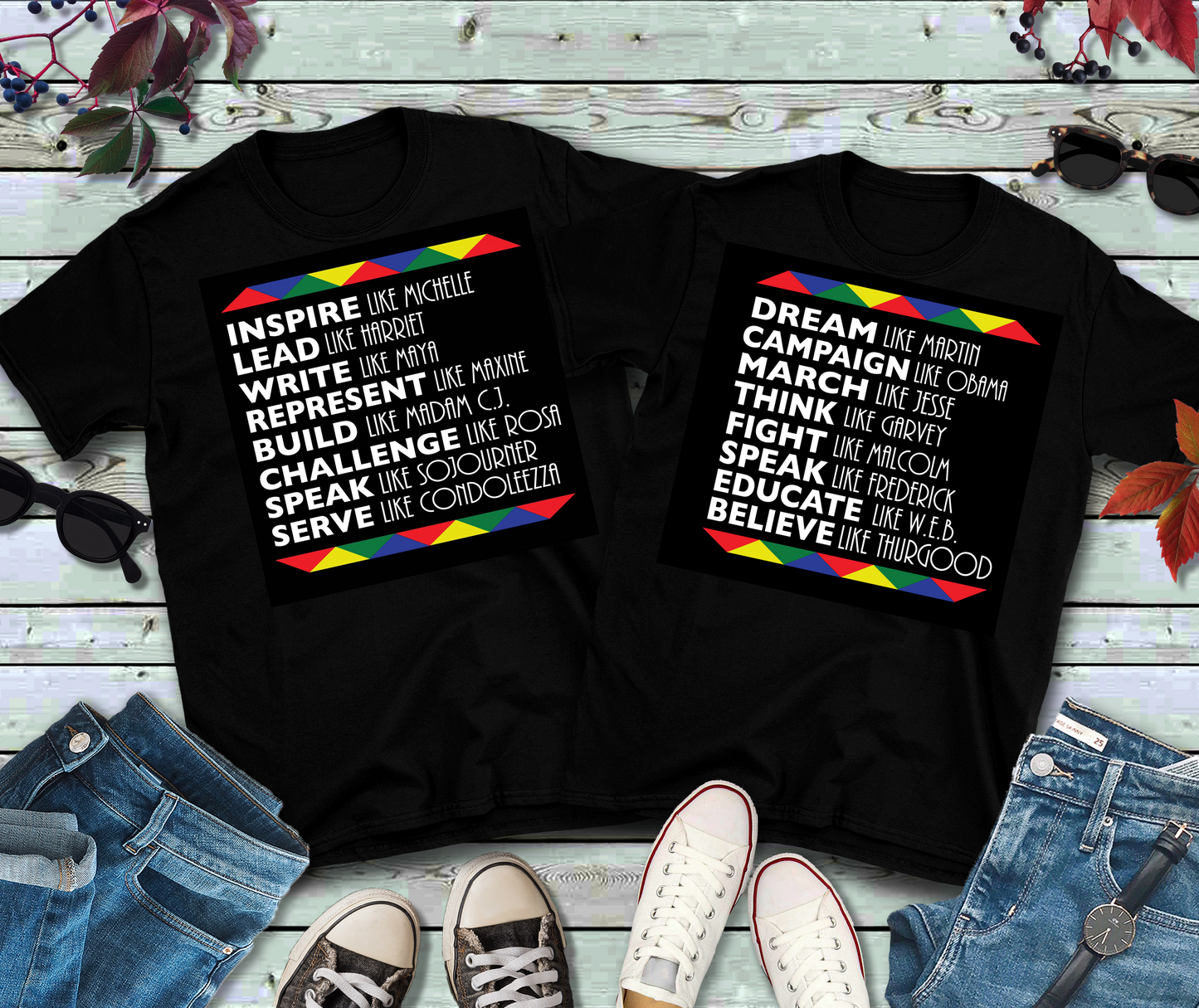 Inspiration Tee - Inspire, Lead, Write, Represent, Challenge, Speak, and Serve