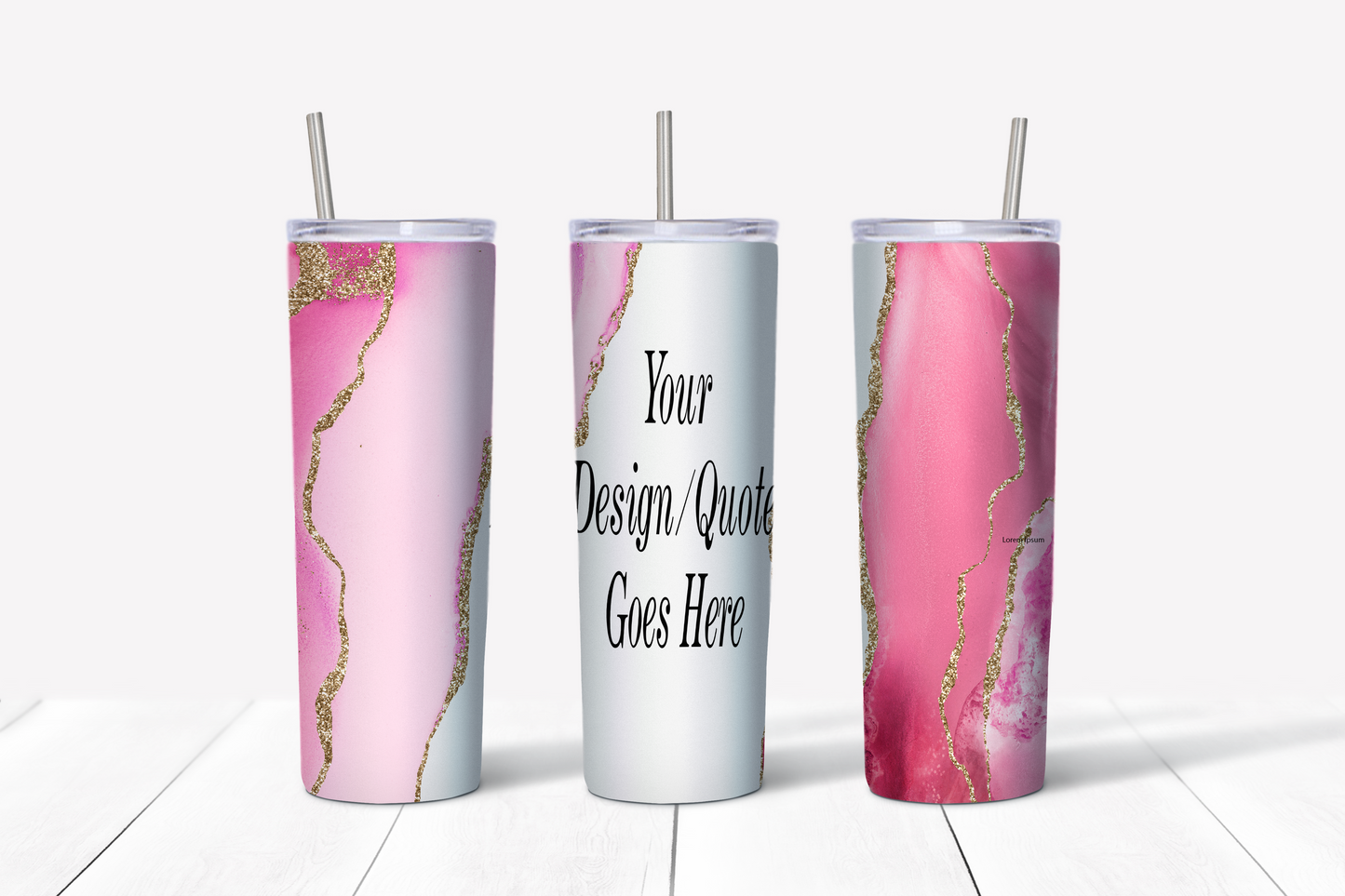 Double Walled 20oz Skinny Tumbler - Marble and Messages