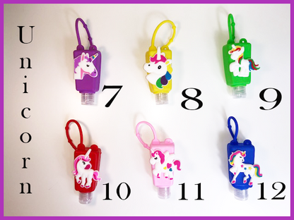 Hand Sanitizer with Unicorn and Pirate Character Silicone Cases